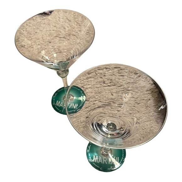 Martini glasses with recipe on base pair of olives on bowl Barware entertaining - Picture 4 of 8